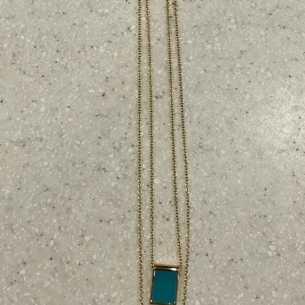 Premier Designs Gold Necklace with Turquoise and Orange Pendant